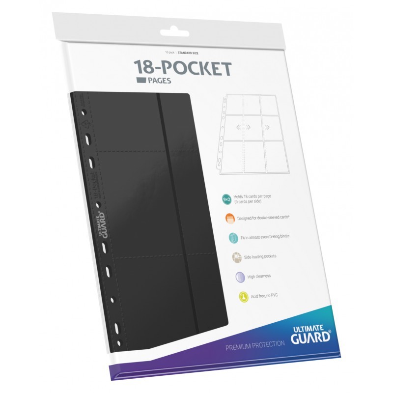 50 Pack Ultimate Guard Grey 18 Pocket Side Loading Pages Card Storage Binder Portfolio Pages